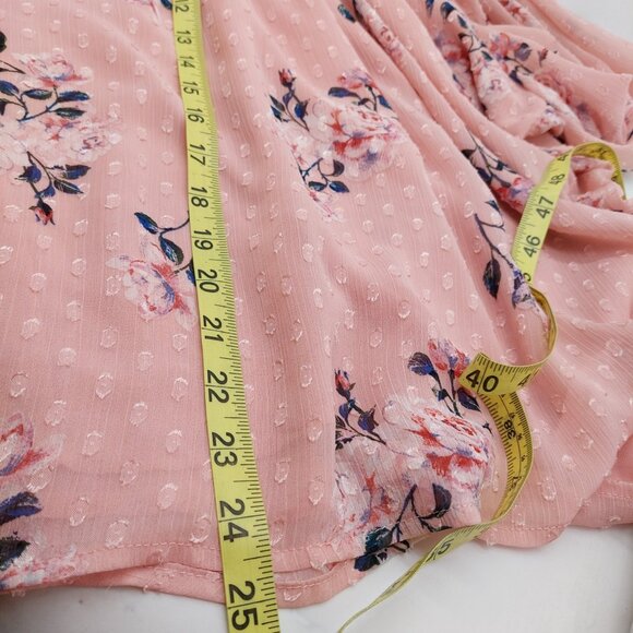 Maison D Amelie Blouse Size Medium Smocked Peach Floral Long Sleeve Fairy Whimsy - Picture 7 of 11